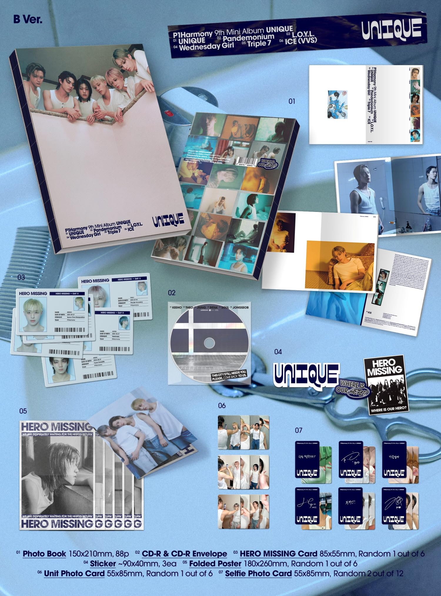 Amazon.com: (3 Ver Set:1Book+1Compact+1FaNCy) P1harmony UNIQUE 9th